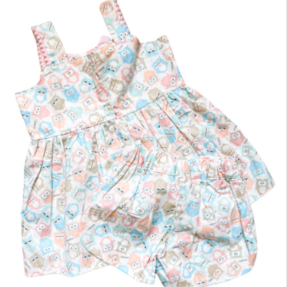 NWOT Toddler Girl 4T Set Owl Pattern 100% cotton Brazilian brand
